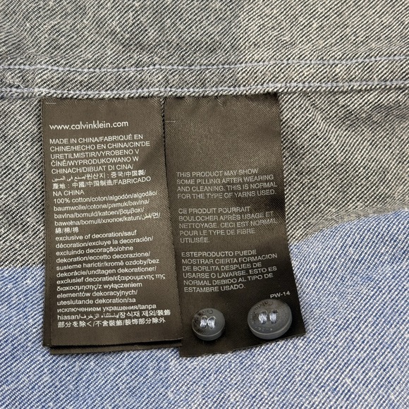 Calvin Klein Mens M Slim Fit Light Flannel Blue Gray Plaid Long Sleeve - Picture 10 of 10